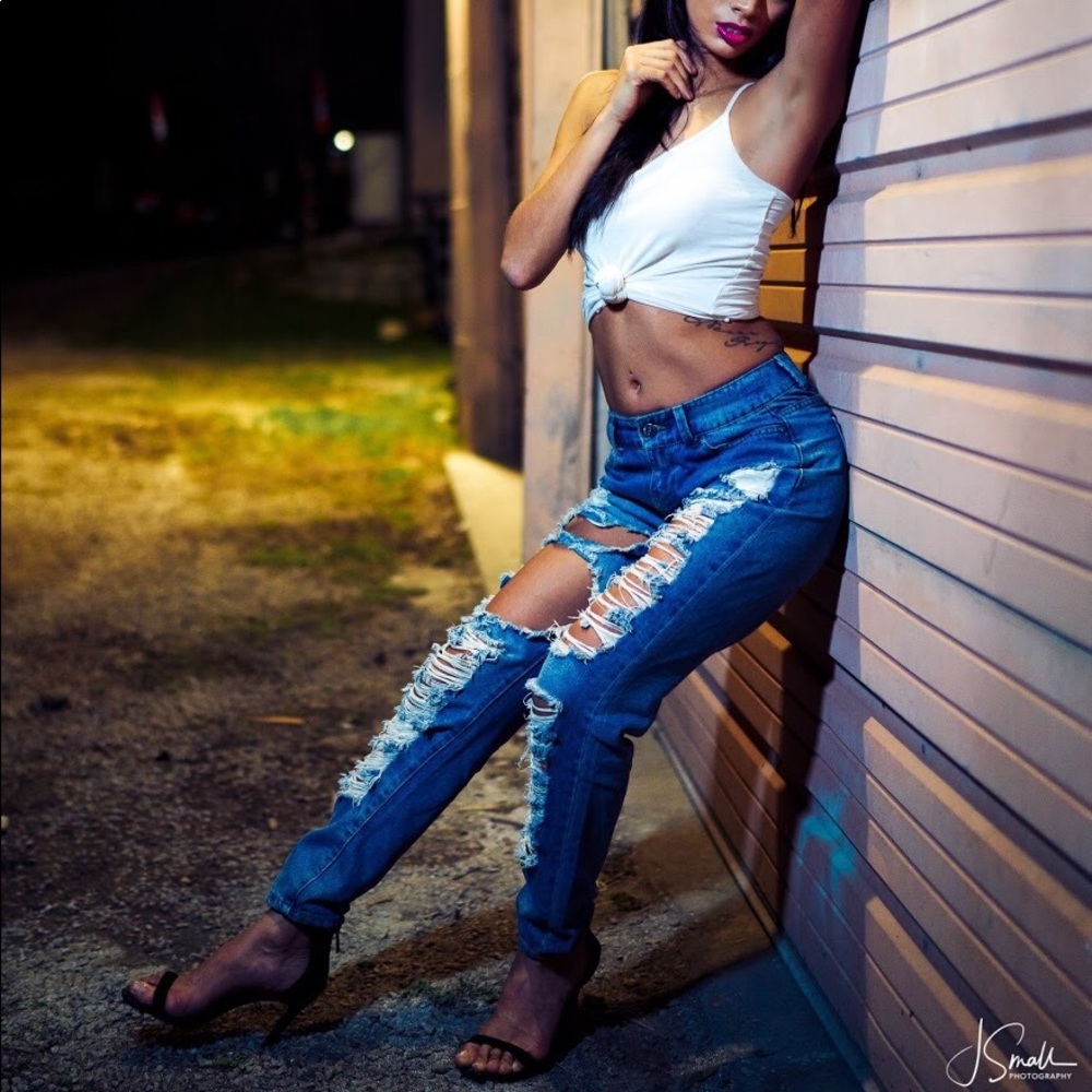 Ripped High Waisted Jeans Hipster Vintage Size 0
